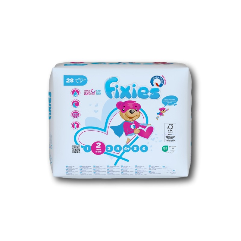 Couches bébé Fixies Mini 3/6 kg x 28
